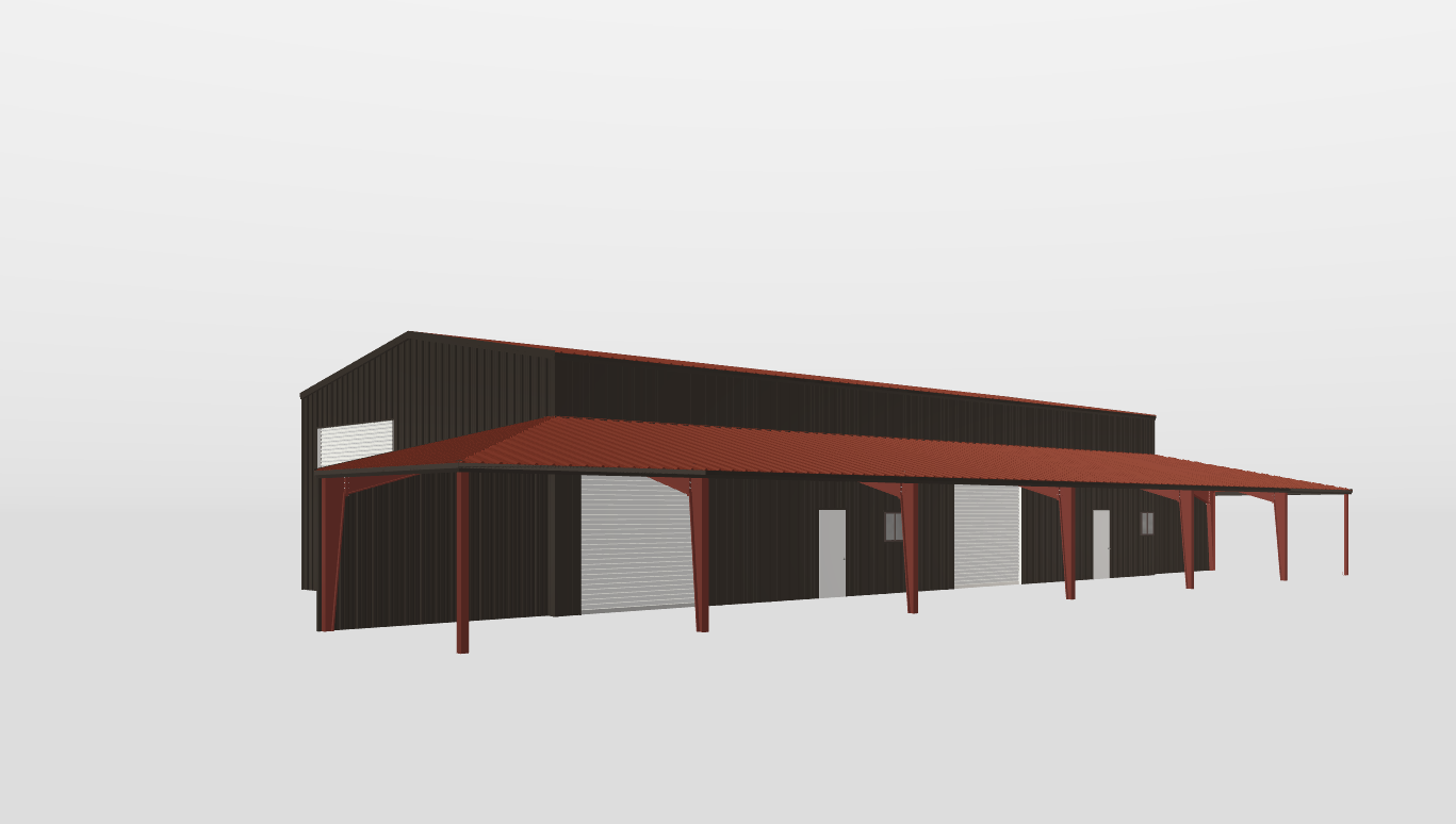 Perspective View Gable 40'X75'X16-tall