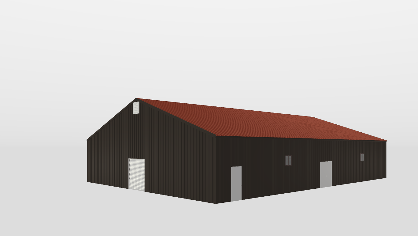 Perspective View Gable 60'X80'X12-tall