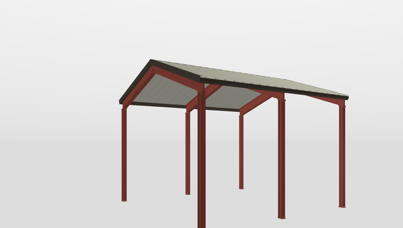 Front Red Iron Gable Style Carport 20'X20'X12-tall