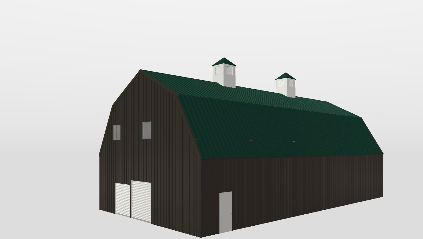 Perspective View Gambrel 38'X70'X12-tall