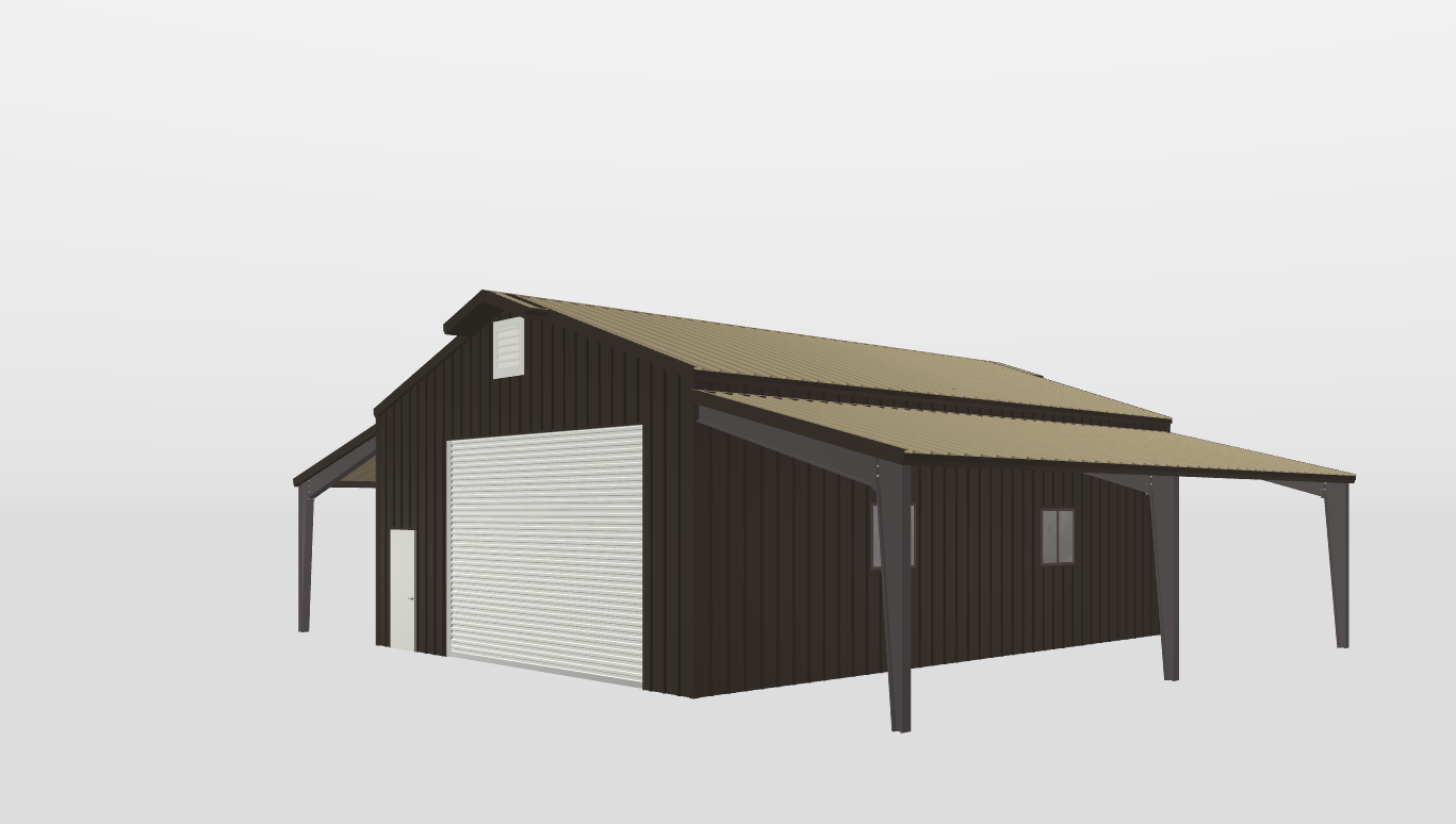 Perspective View Gable 30'X40'X13-tall