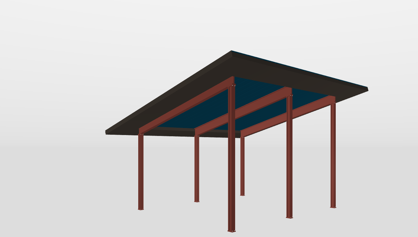 Perspective View Red Iron Single Slope Carport 18'X20'X10-tall-ss