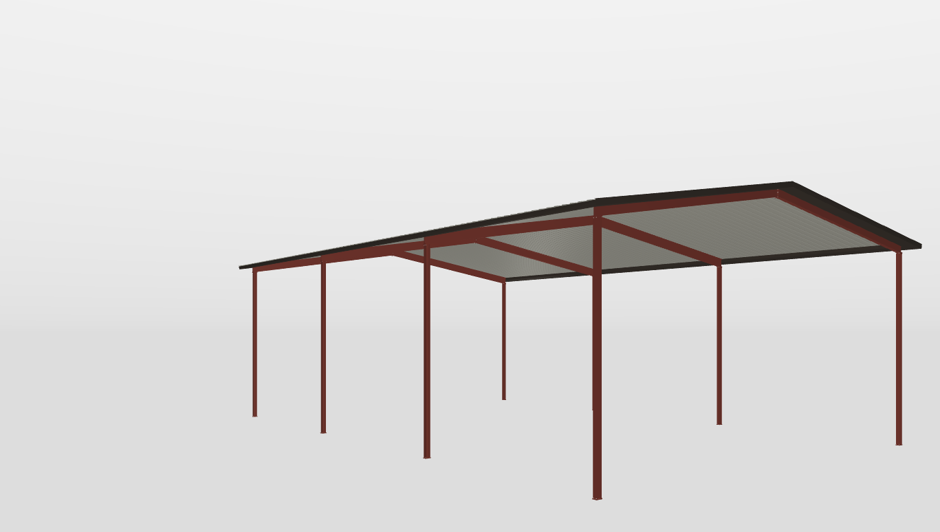Back Red Iron Gable Style Carport 50'X80'X23-tall