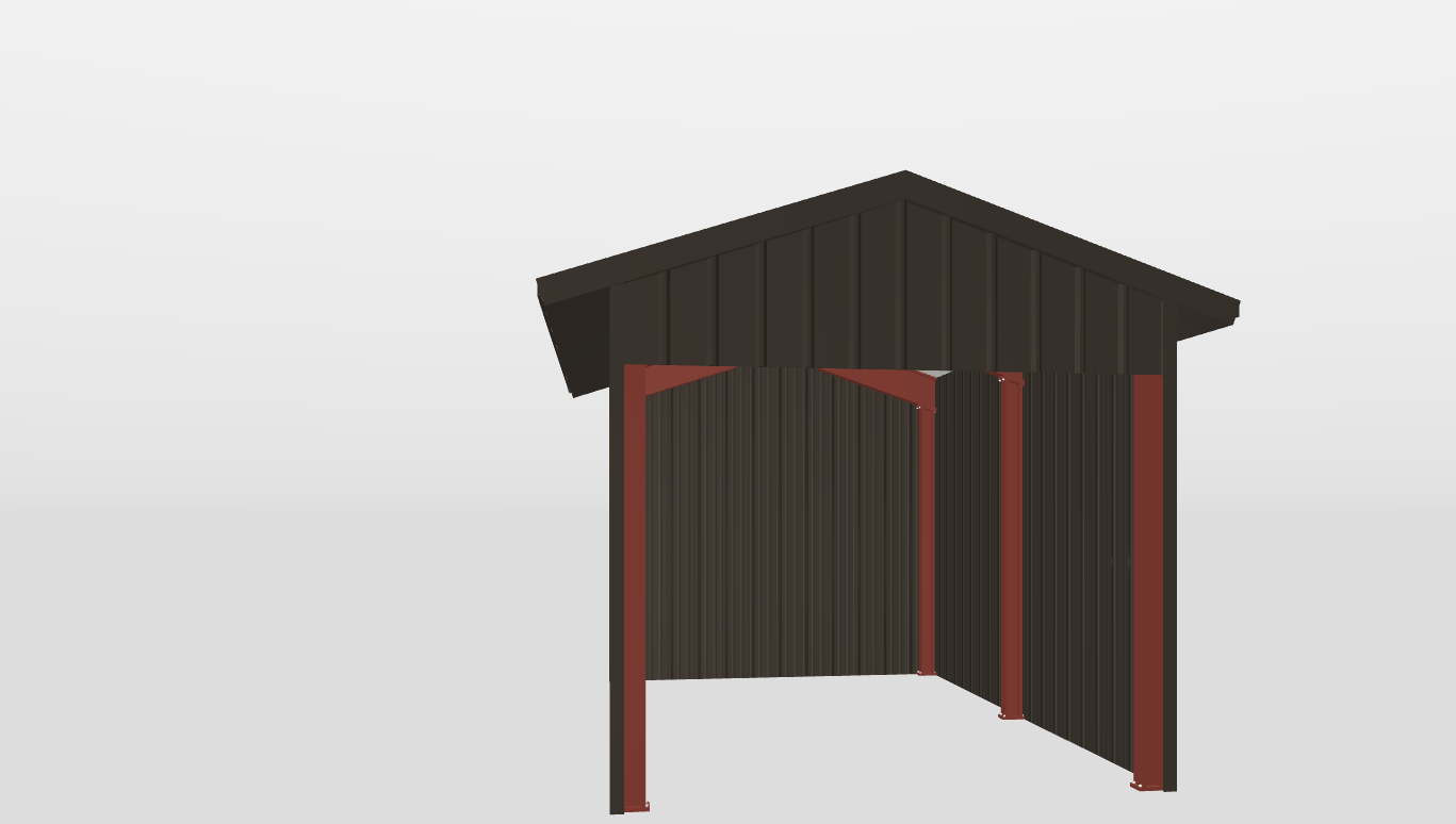 Front Red Iron Gable Style Carport 12'X20'X10-tall