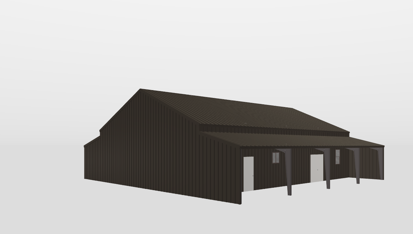 Perspective View Gable 40'X56'X12-tall