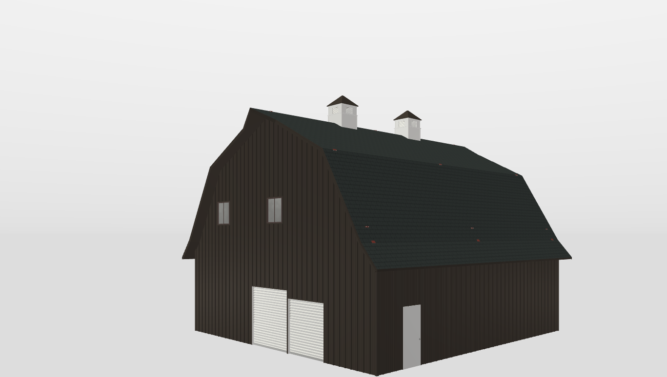 Perspective View Gambrel 40'X40'X12-tall