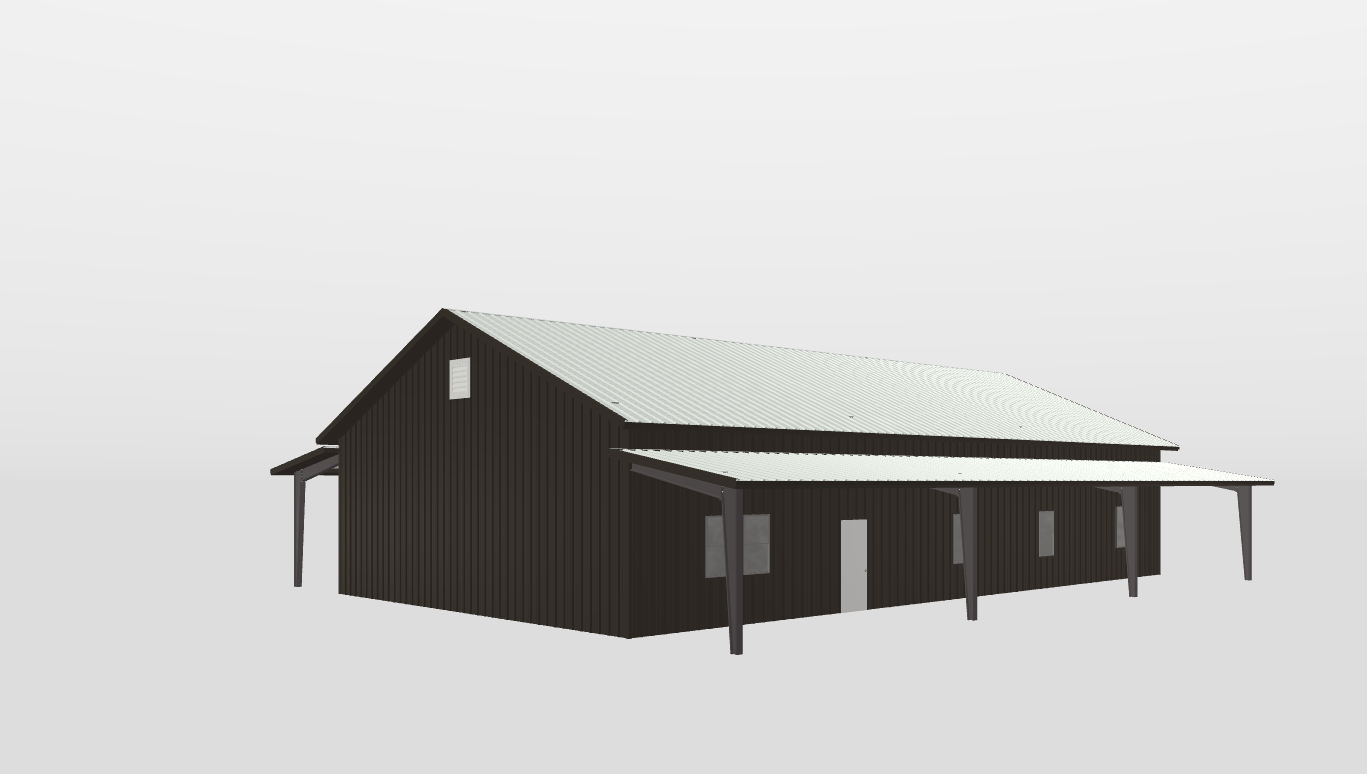 Perspective View Gable 41'X71'X13-tall
