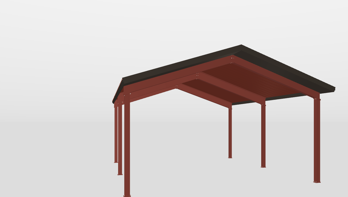 Front Red Iron Gable Style Carport 23'X26'X10-tall