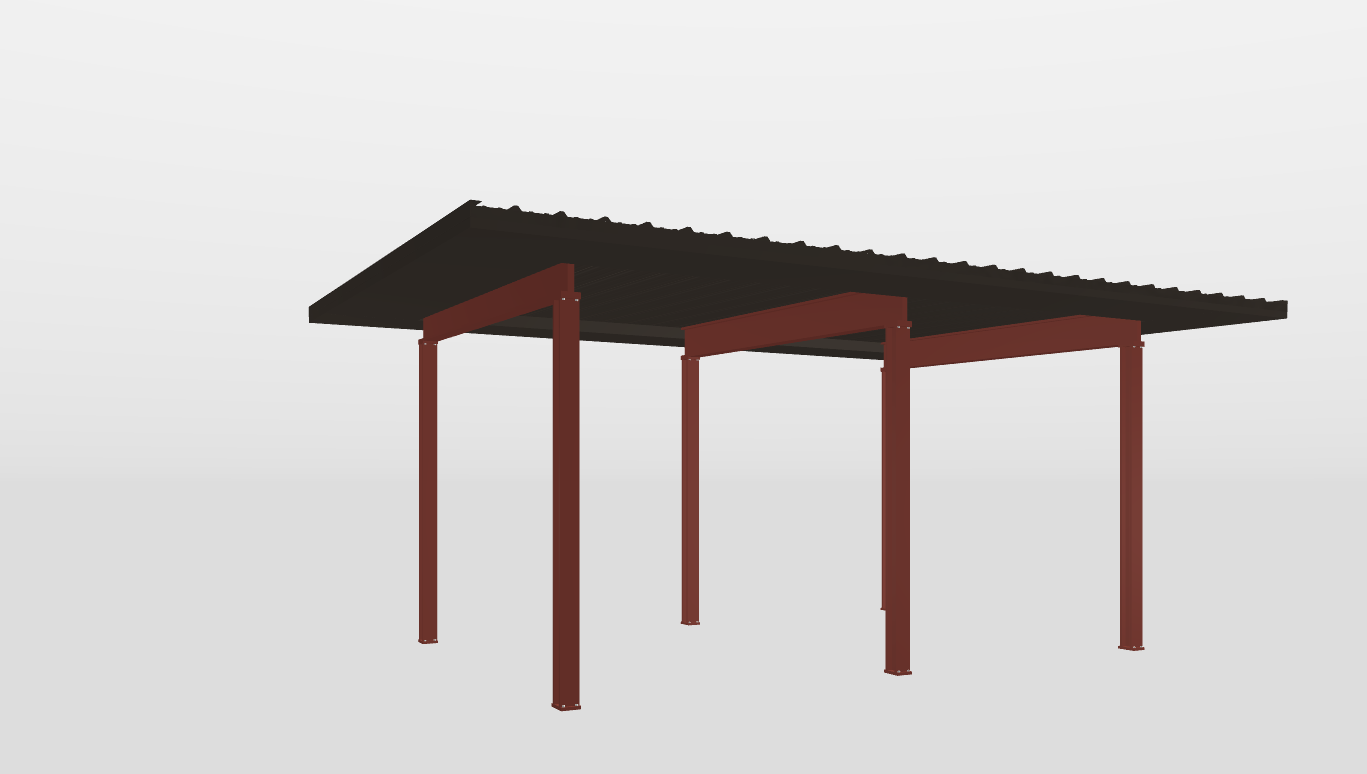 Right Red Iron Single Slope Carport 14'X20'X10-tall-ss