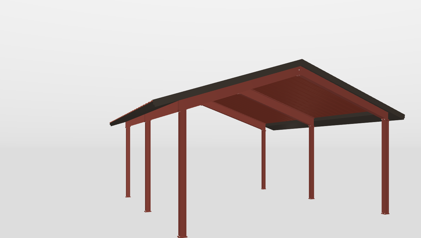 Right Red Iron Gable Style Carport 23'X26'X10-tall