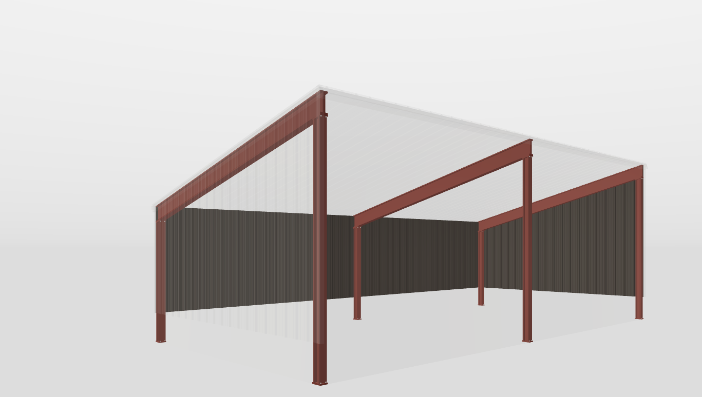 Frame Red Iron Single Slope Carport 20'X40'X9-tall-ss