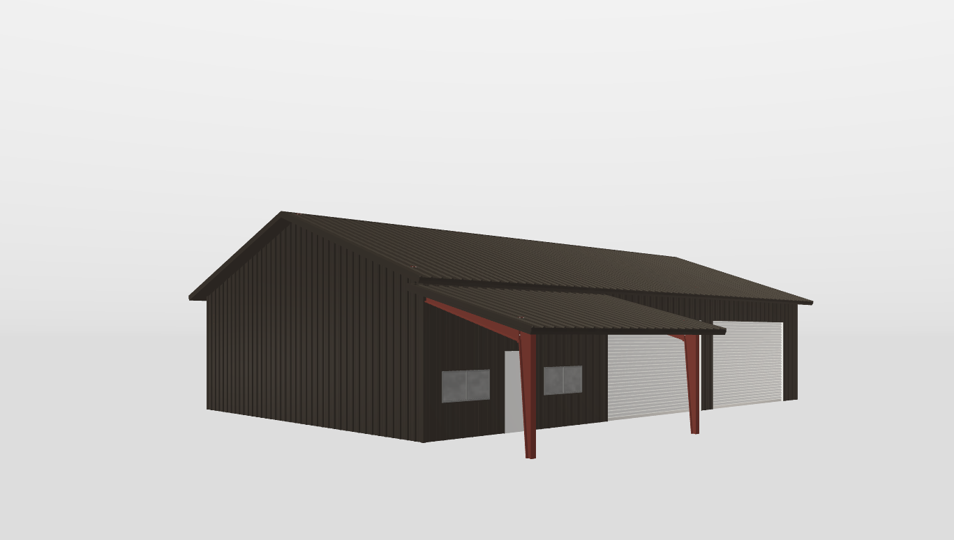 Perspective View Gable 40'X60'X12-tall