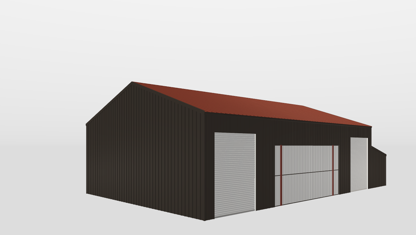 Perspective View Gable 45'X60'X16-tall