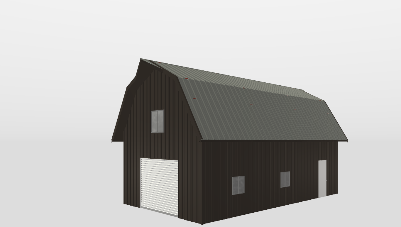Perspective View Gambrel 20'X36'X12-tall