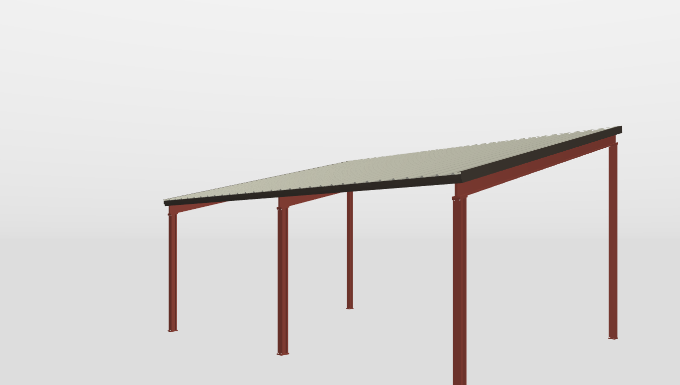 Front Red Iron Single Slope Carport 22'X30'X10-tall-ss