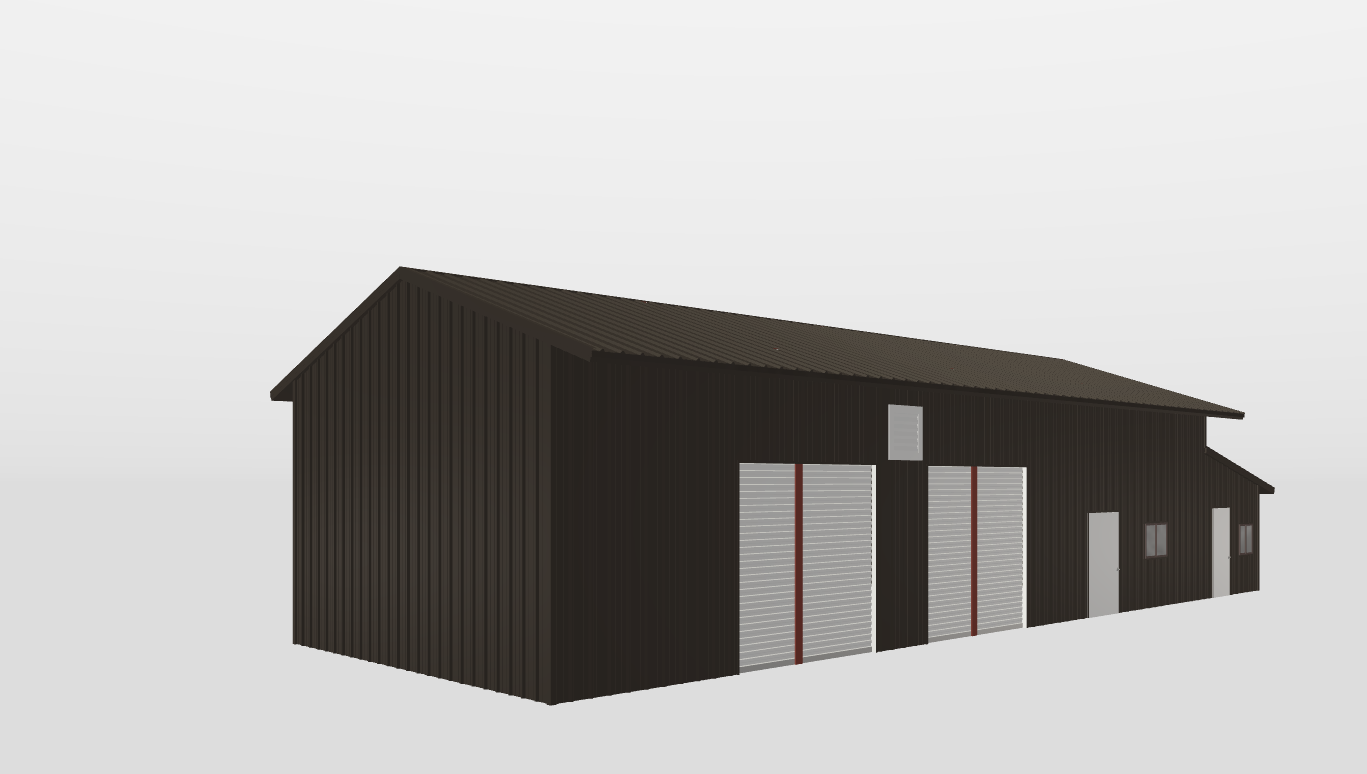 Perspective View Gable 25'X60'X14-tall