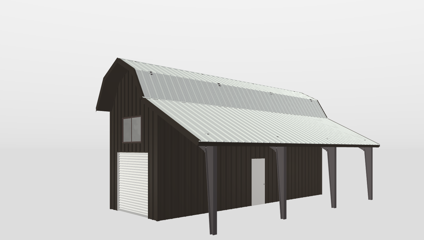 Perspective View Gambrel 12'X35'X13-tall
