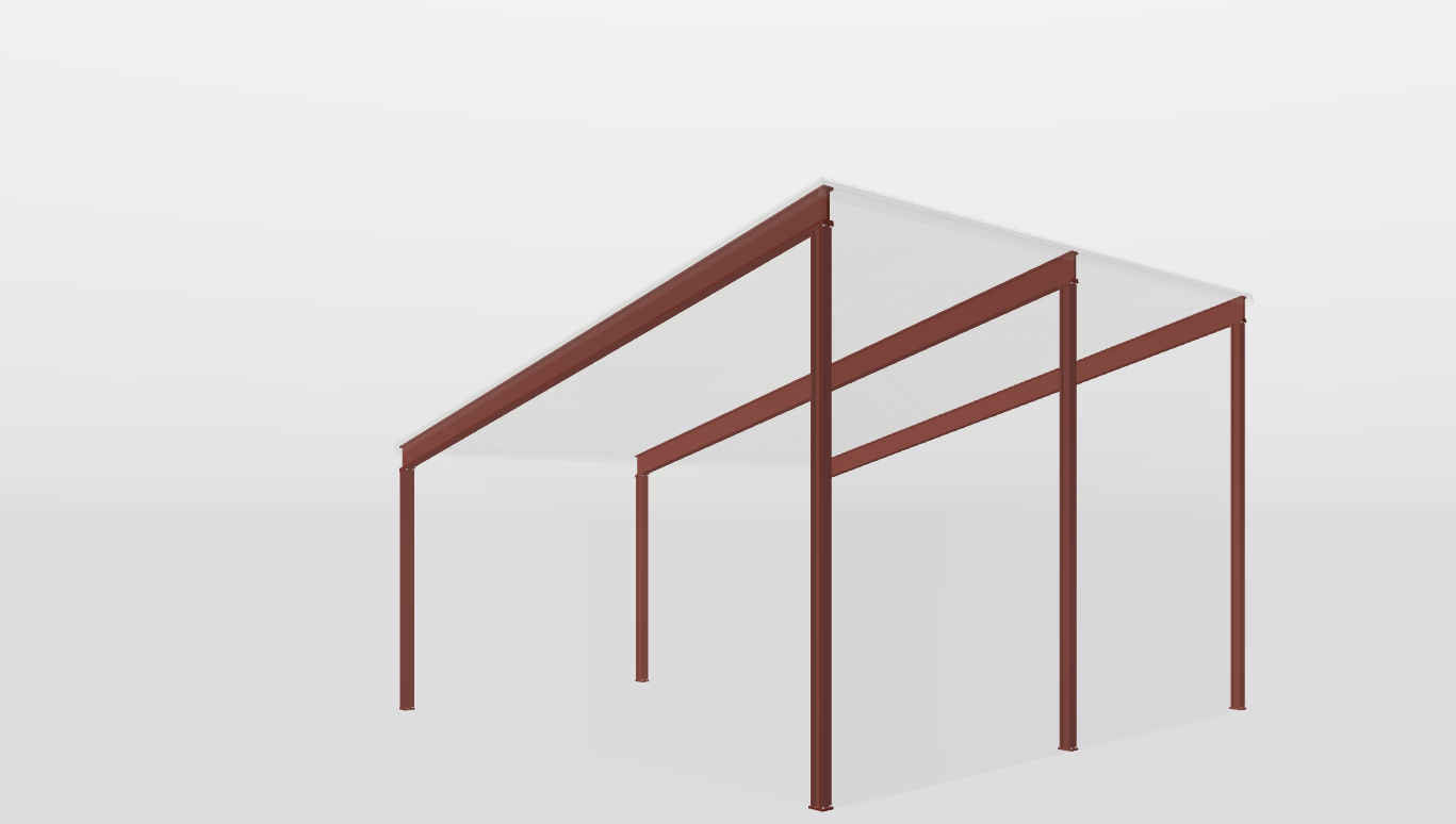 Frame Red Iron Single Slope Carport 30'X30'X12-tall-ss