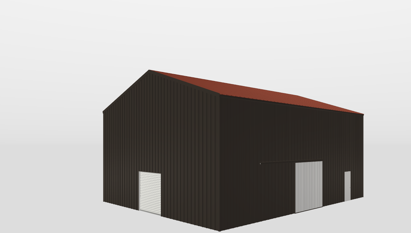 Perspective View Gable 40'X50'X20-tall