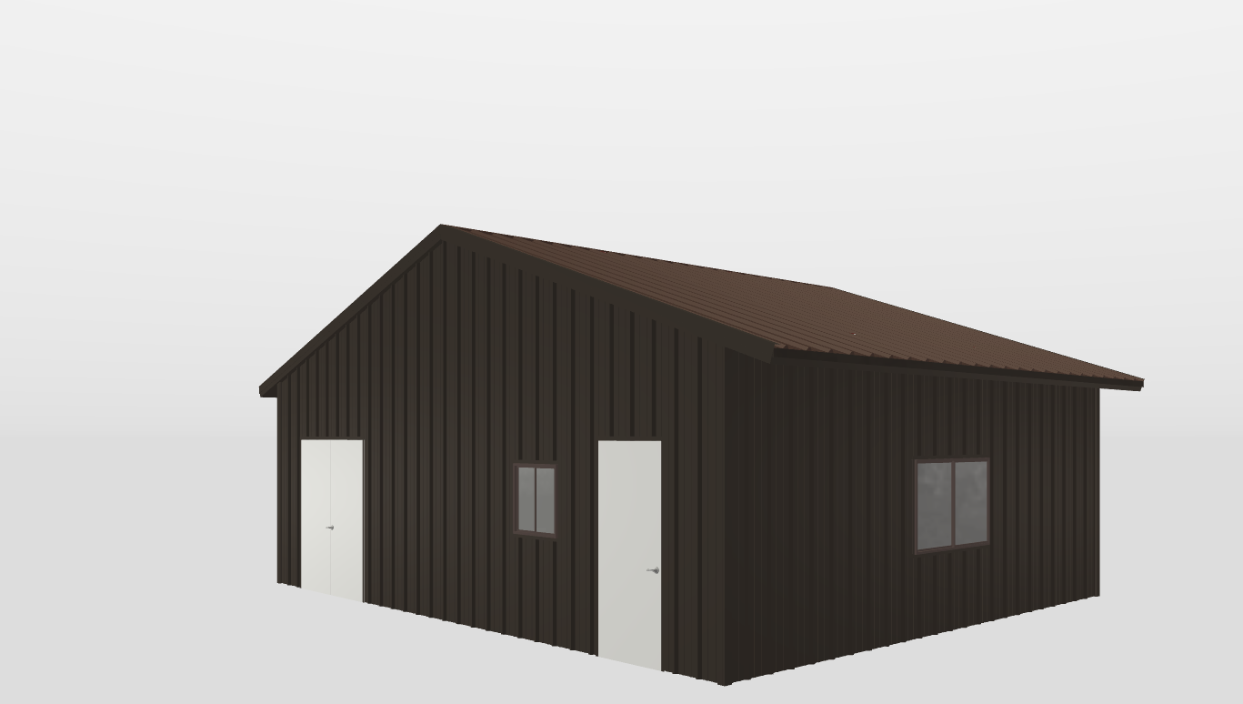 Perspective View Gable 30'X24'X9-tall