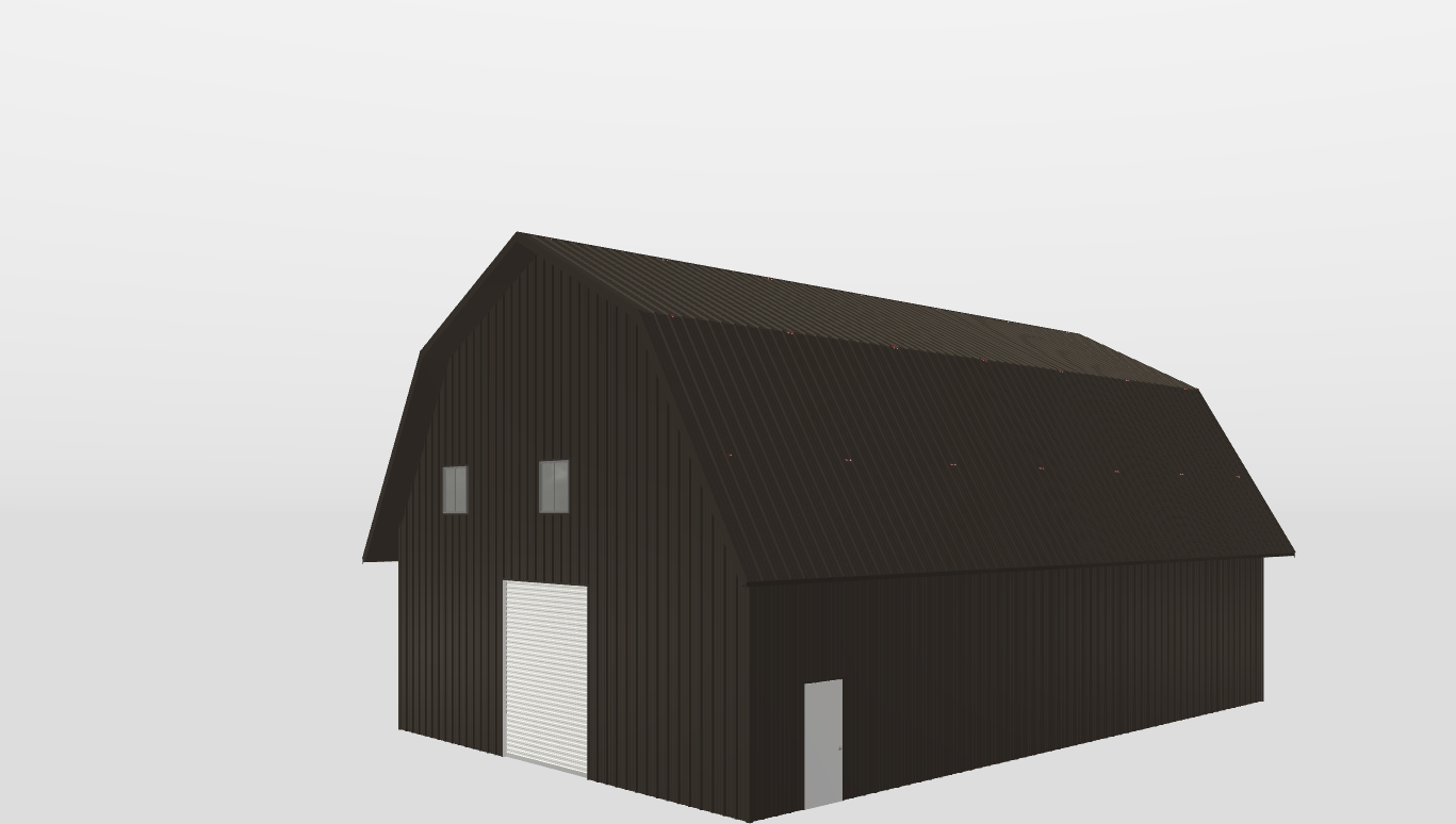 Perspective View Gambrel 40'X60'X15-tall