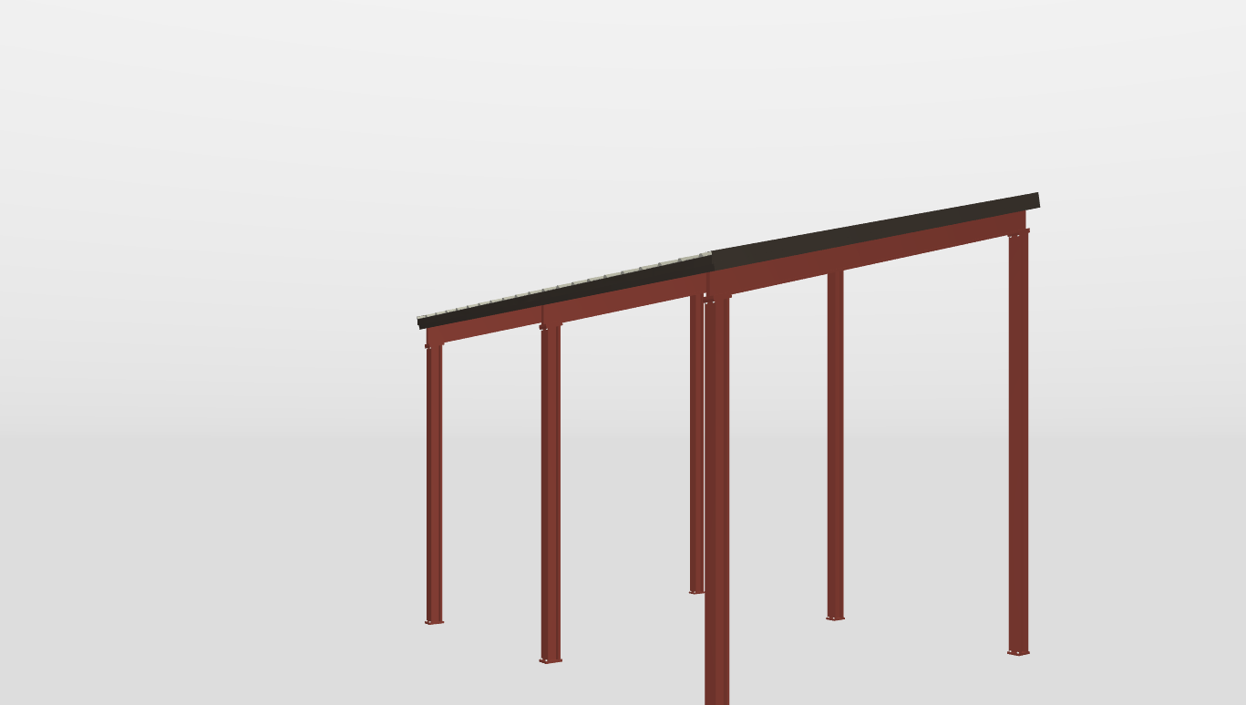 Front Red Iron Single Slope Carport 15'X20'X12-tall-ss