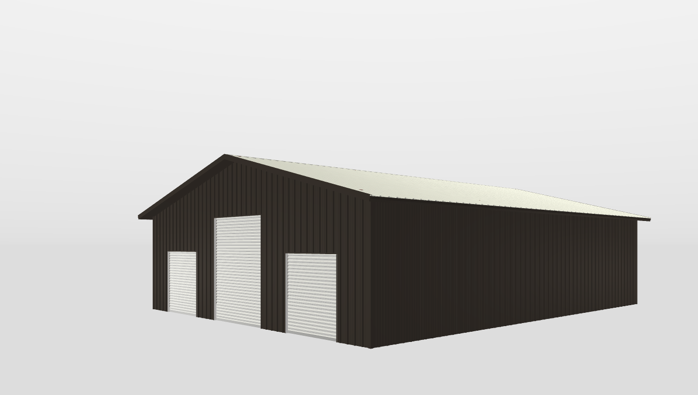 Perspective View Gable 44'X54'X12-tall