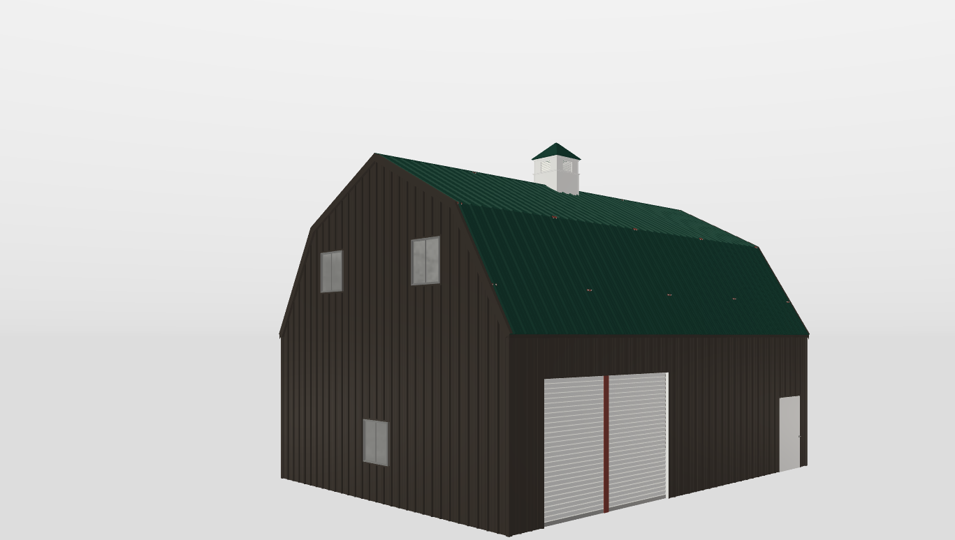 Perspective View Gambrel 30'X40'X12-tall