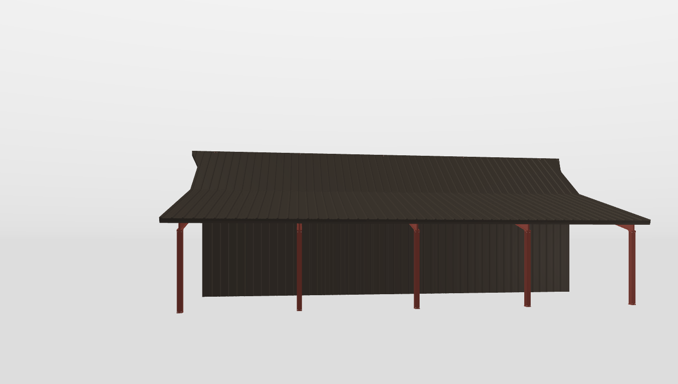 Front Red Iron Gable Style Carport 18'X48'X12-tall