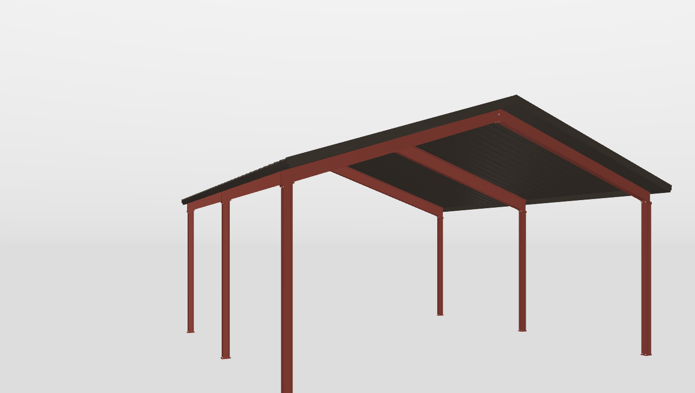 Front Red Iron Gable Style Carport 30'X30'X12-tall