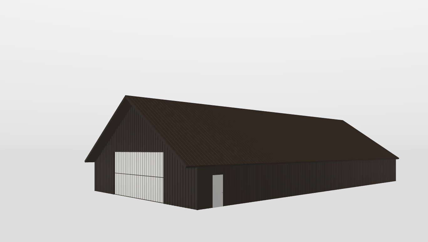 Perspective View Gable 50'X100'X8-tall