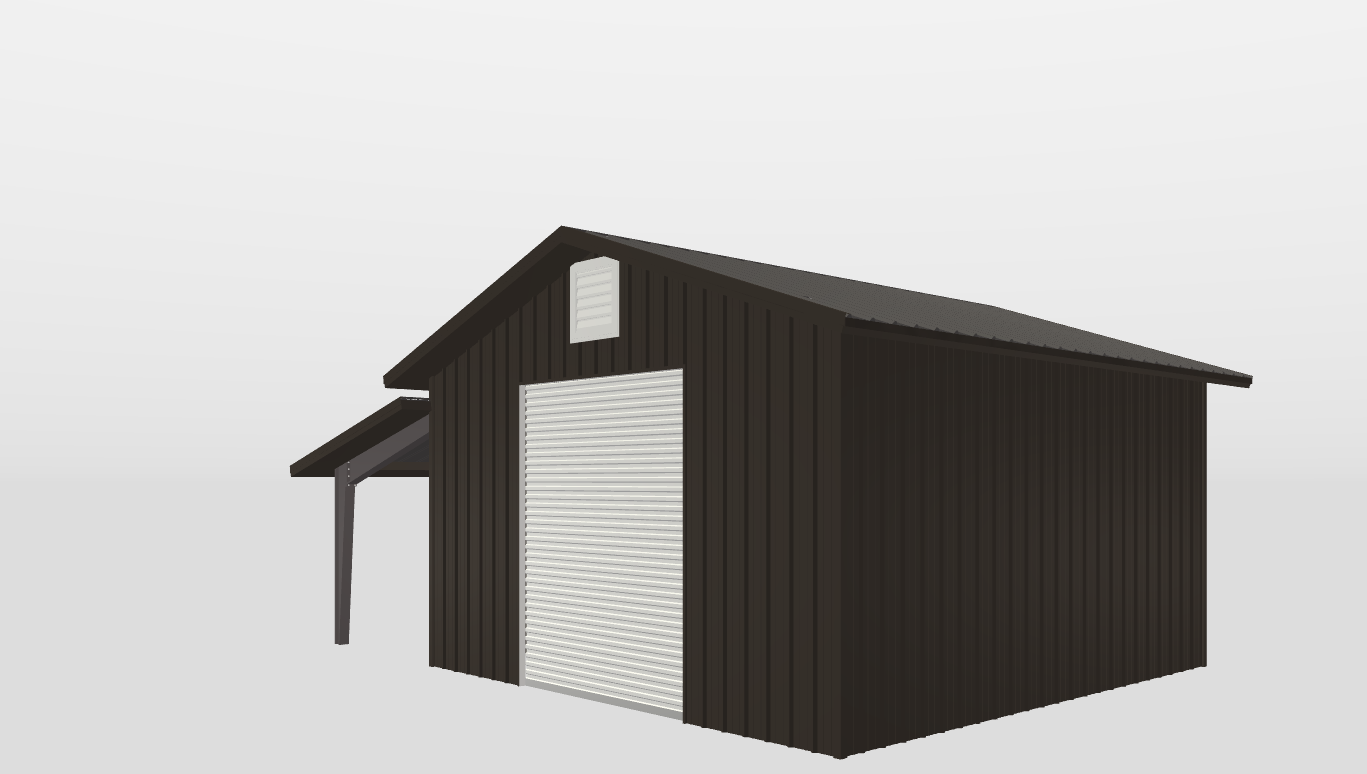 Perspective View Gable 24'X24'X12-tall
