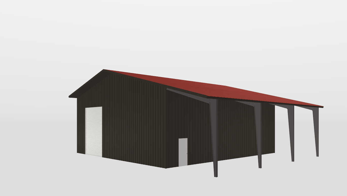 Perspective View Gable 50'X50'X19-tall