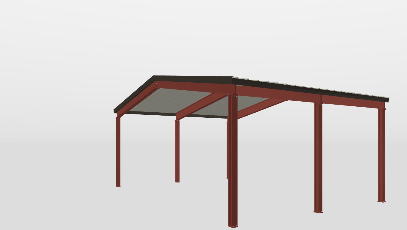 Front Red Iron Gable Style Carport 30'X20'X10-tall
