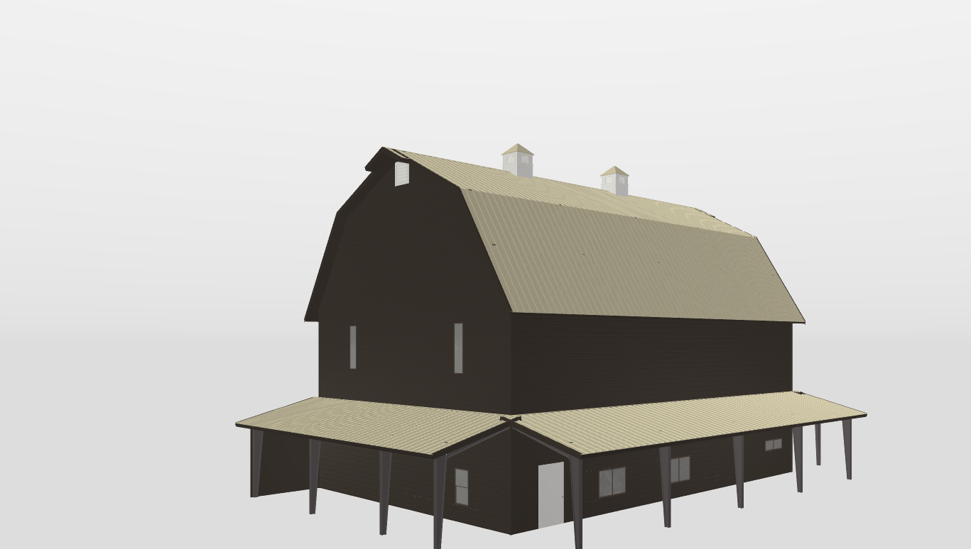 Perspective View Gambrel 40'X60'X25-tall