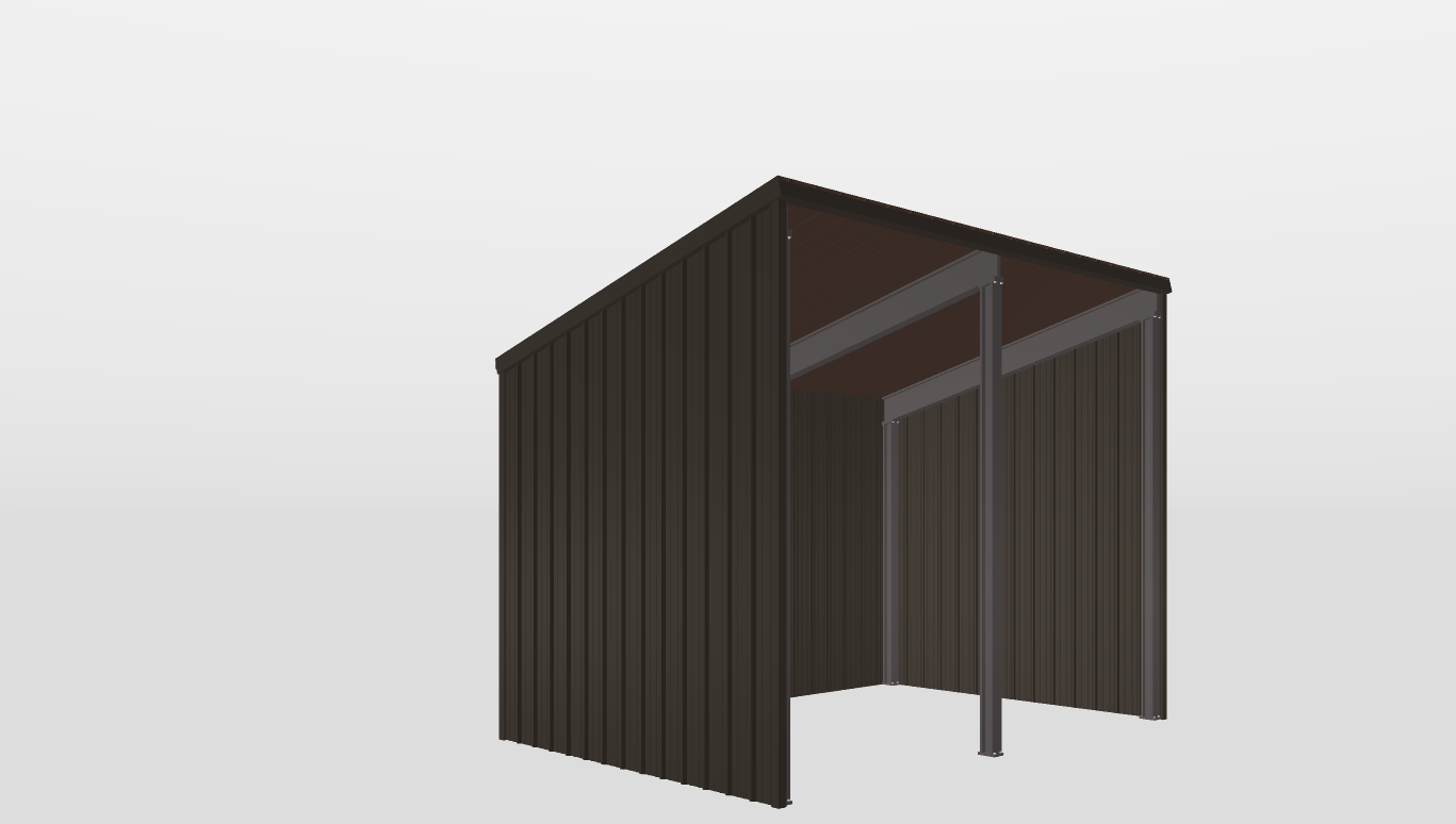 Perspective View Red Iron Single Slope Carport 14'X20'X12-tall-ss