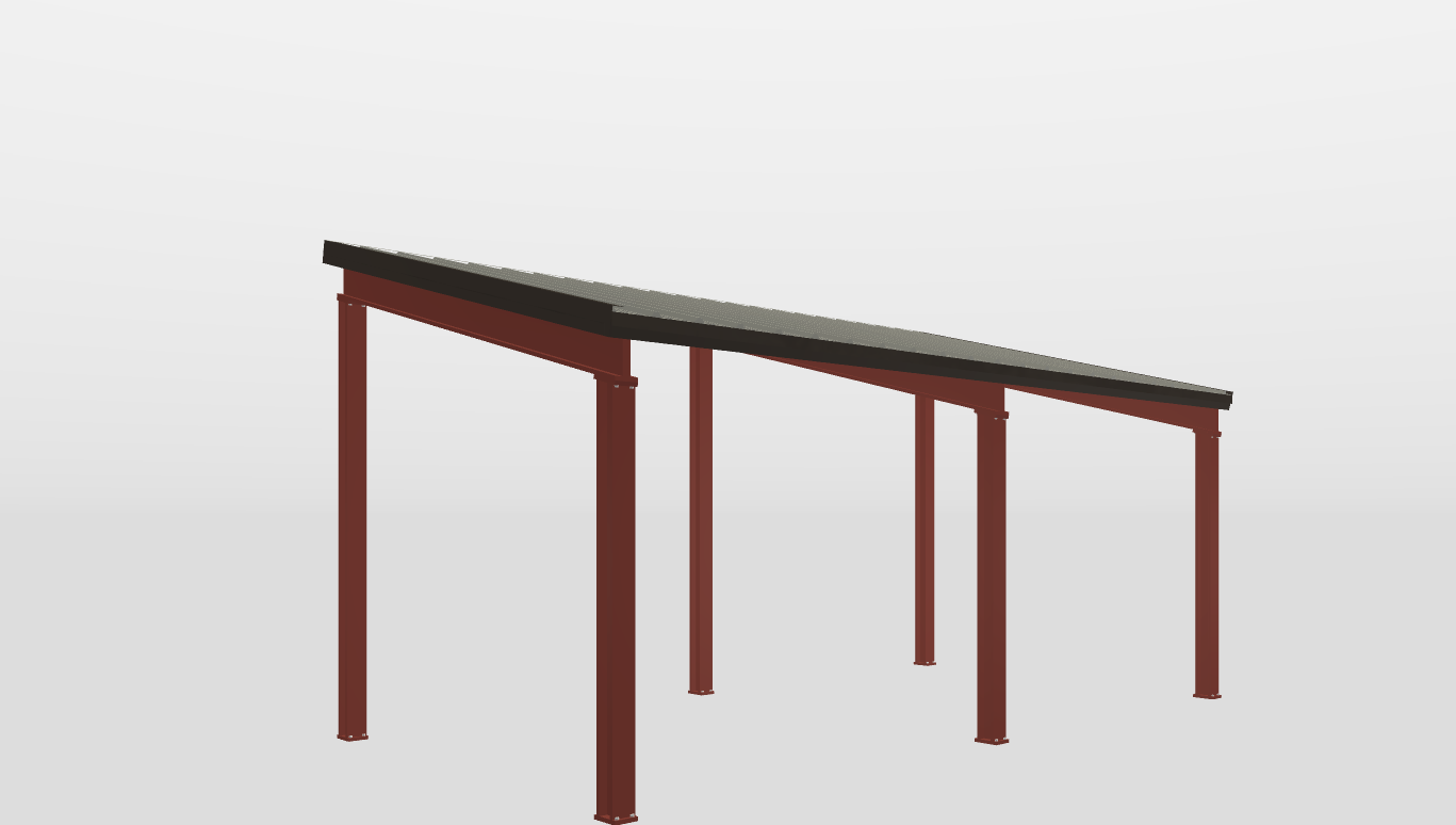 Right Red Iron Single Slope Carport 12'X22'X8-tall-ss