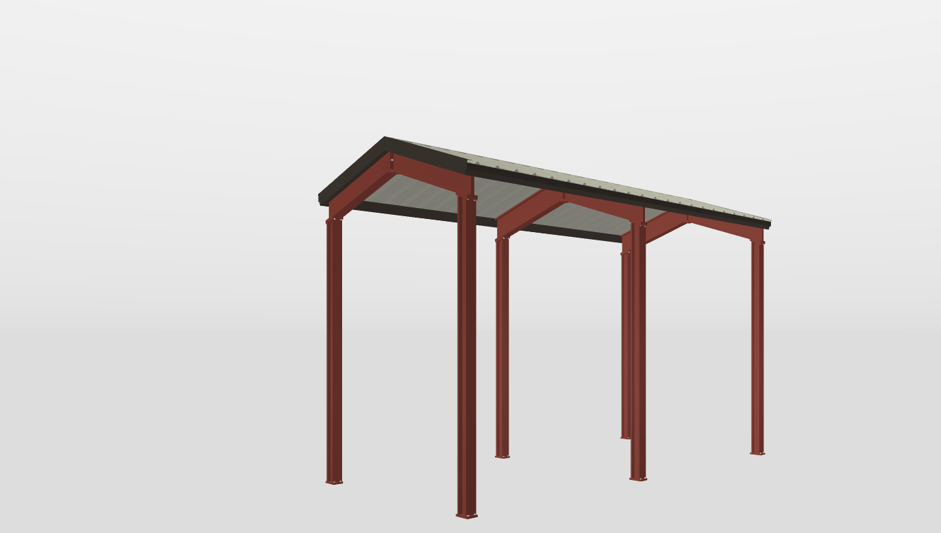 Perspective View Red Iron Gable Style Carport 10'X22'X12-tall
