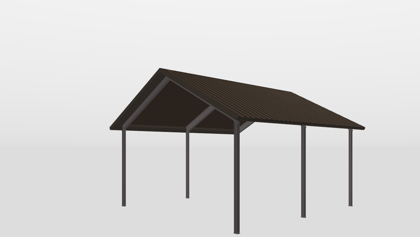 Perspective View Red Iron Gable Style Carport 30'X30'X14-tall