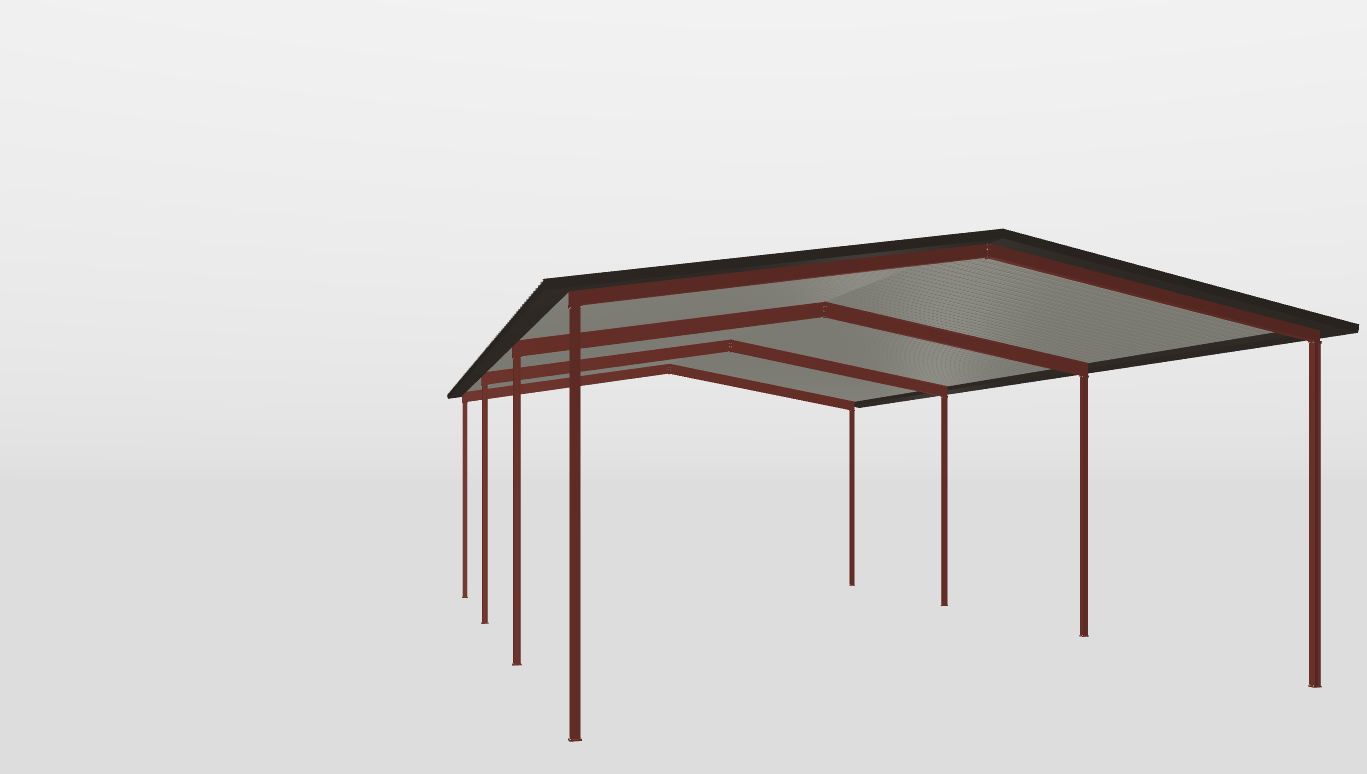 Back Red Iron Gable Style Carport 50'X80'X23-tall