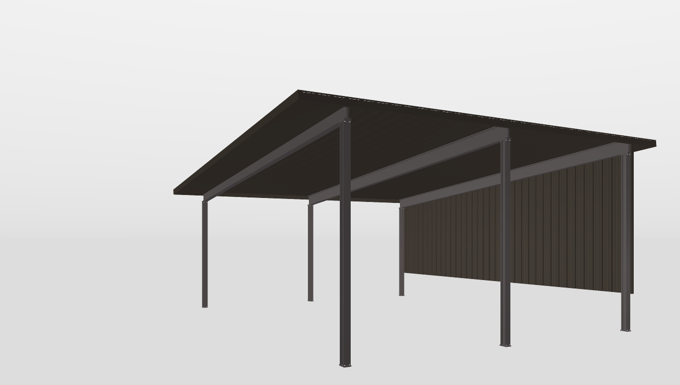 Front Red Iron Single Slope Carport 36'X27'X12-tall-ss