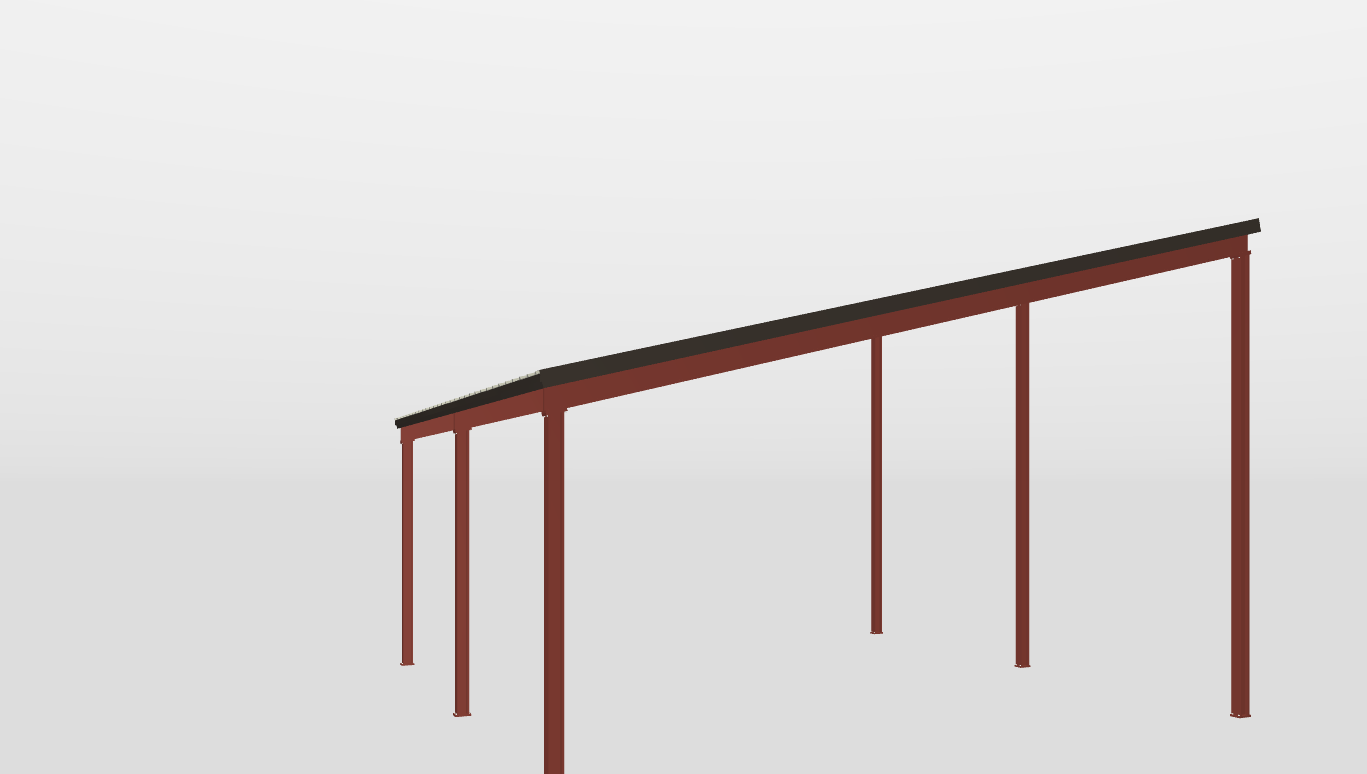 Right Red Iron Single Slope Carport 30'X30'X12-tall-ss