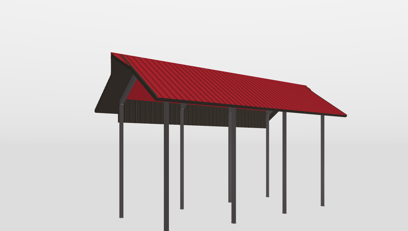 Right Red Iron Gable Style Carport 16'X36'X19-tall