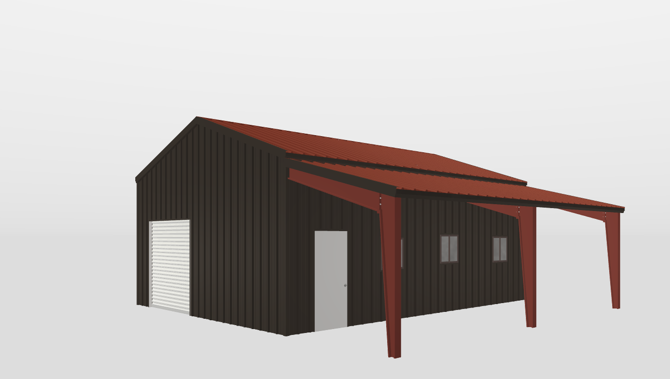 Perspective View Gable 24'X30'X11-tall