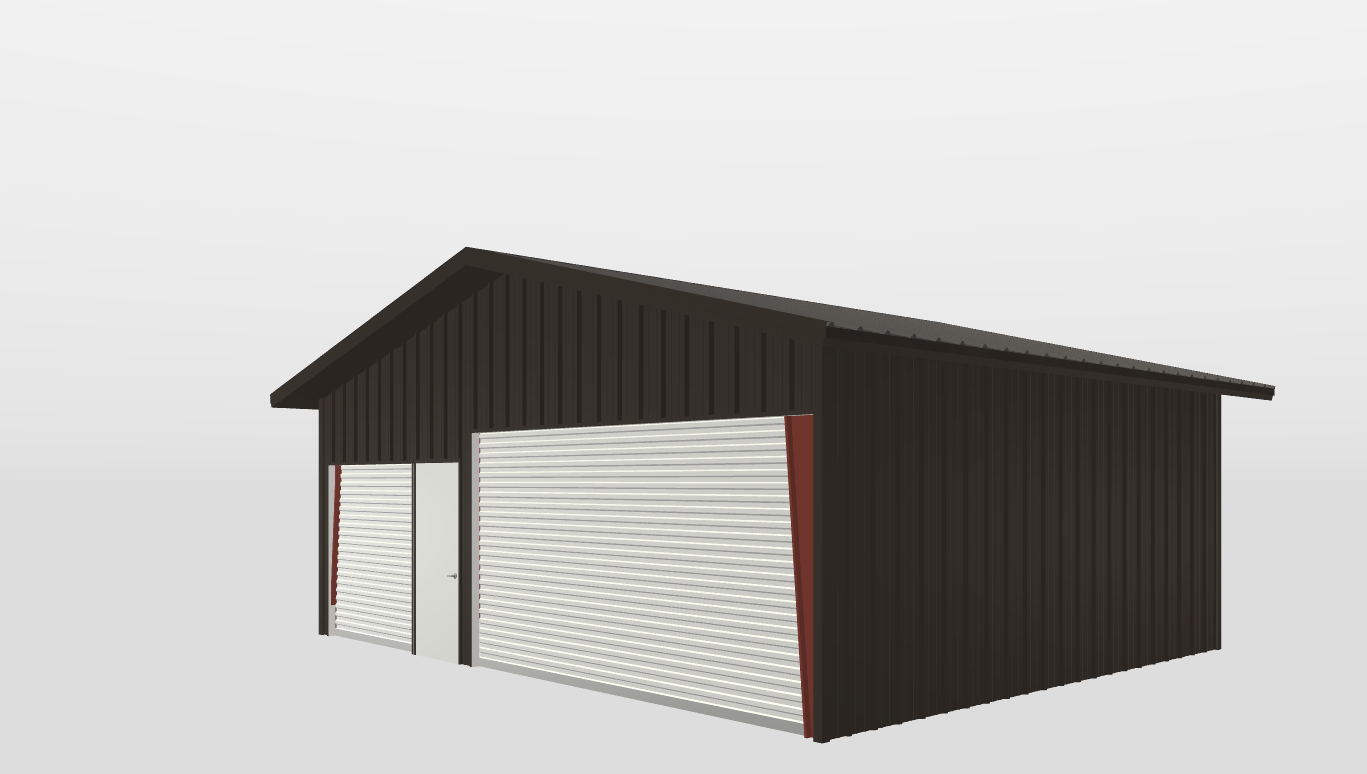 Perspective View Gable 28'X22'X9-tall