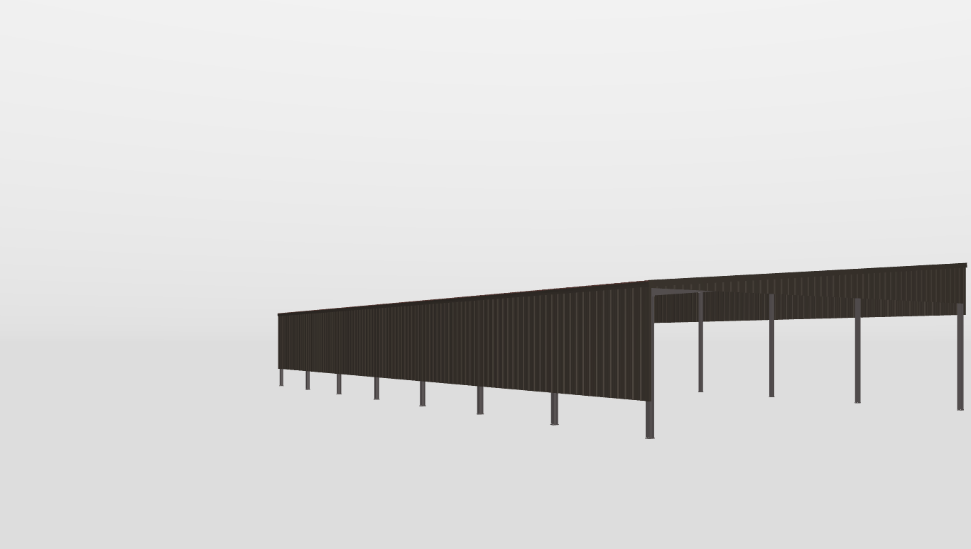 Front Red Iron Single Slope Carport 50'X100'X12-tall-ss