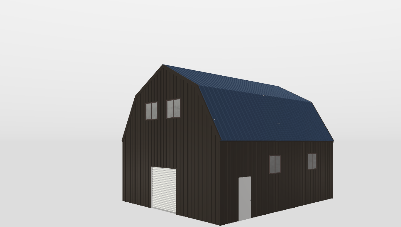 Perspective View Gambrel 30'X35'X12-tall