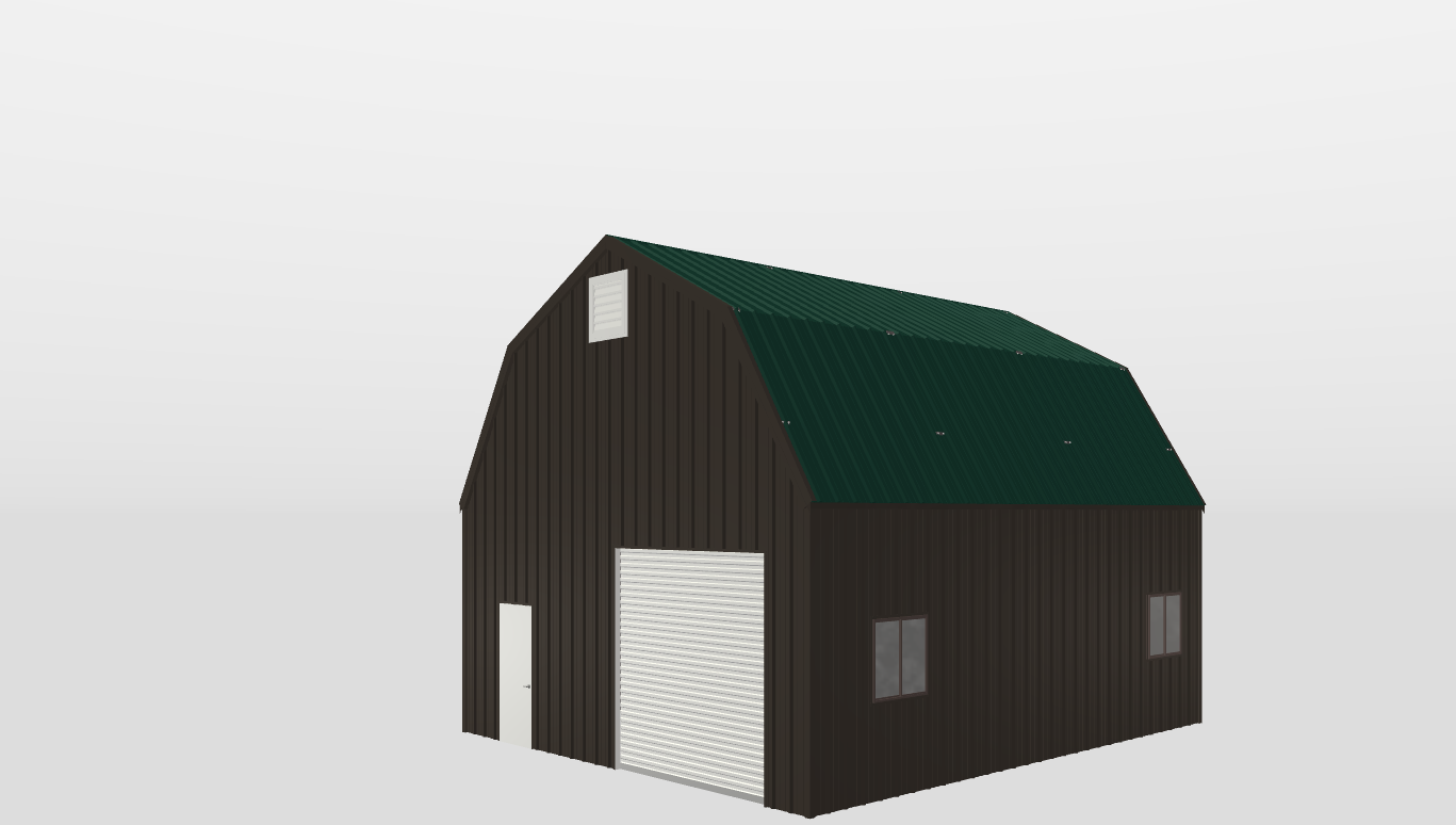Perspective View Gambrel 26'X30'X11-tall