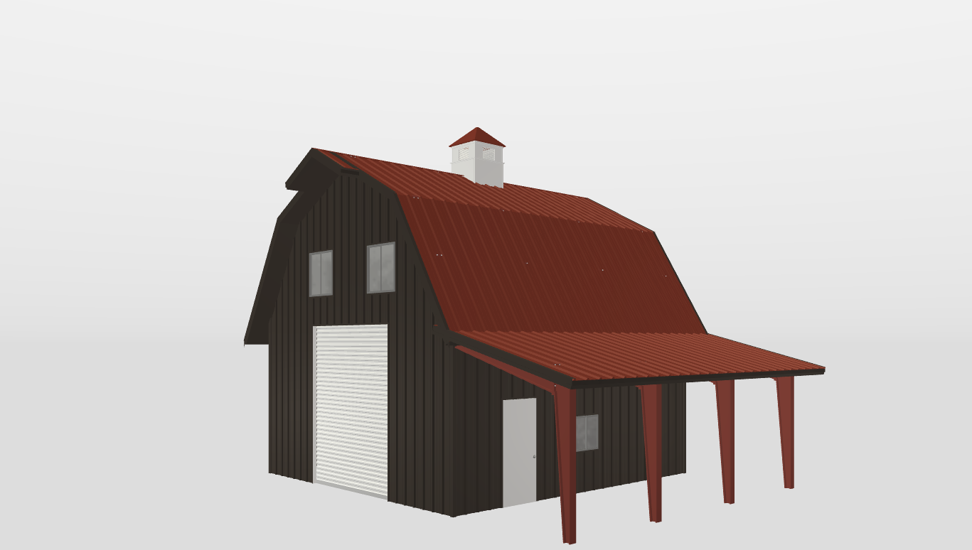 Perspective View Gambrel 24'X24'X12-tall