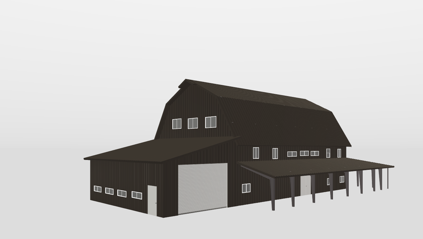 Perspective View Gambrel 40'X60'X18-tall